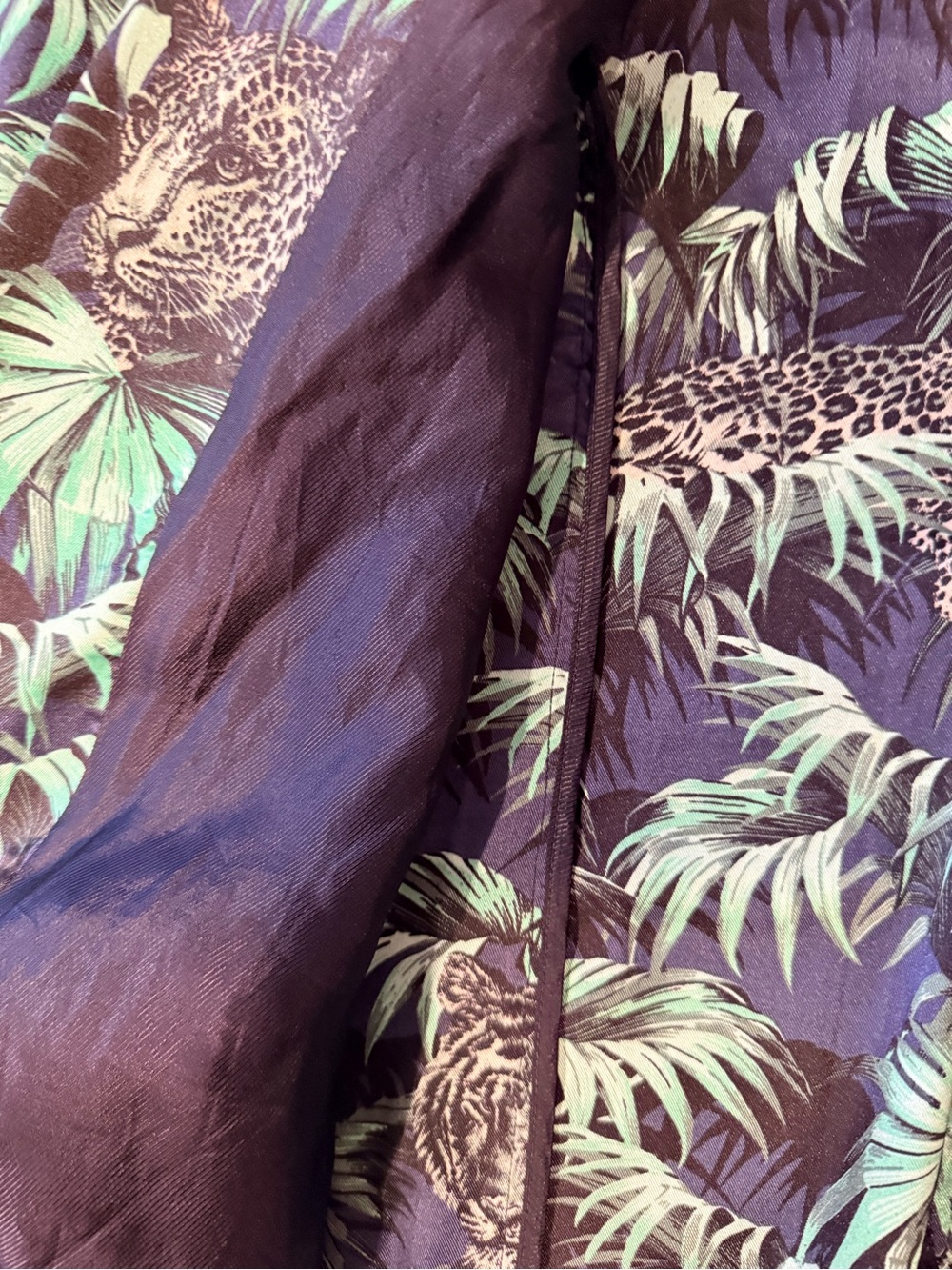 Zara Navy Blazer with Green Tropical Leaf Print - Picture 4 of 5